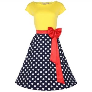 Lindy Bop Yvette style yellow and navy dress